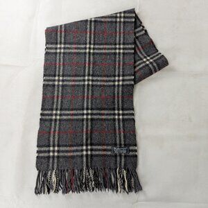 Luxury Burberry Gray Lambswool Check Scarf Unisex